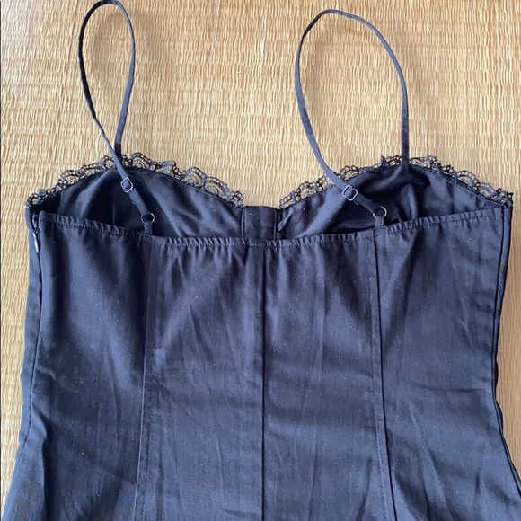 LBD! Guess Jeans Black Corset Dress with Lace Trim - Picture 6 of 8